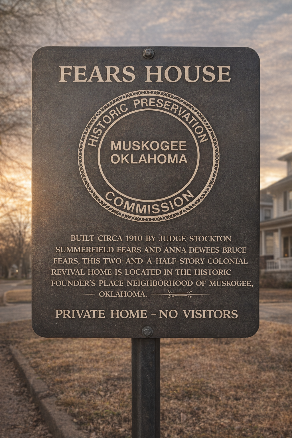 Historic marker in Founder’s Place in Muskogee, Oklahoma.